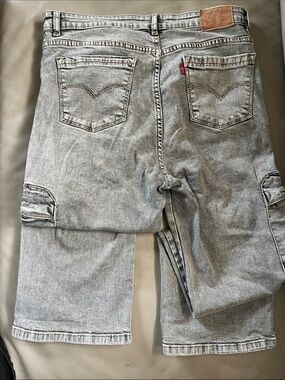 Levi's Light Gray Denim Carpenter Shorts with Back Pockets